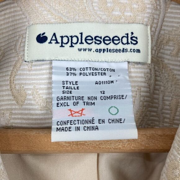 CLEARANCE Appleseeds Women's Blazer Size 12 Cream Embroidered Floral Work Wear - Picture 4 of 6